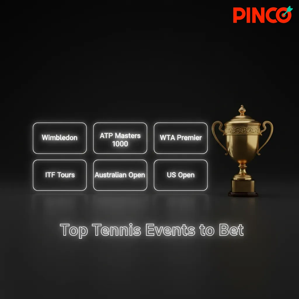 Top tennis events to bet: Australian Open, Roland-Garros, Wimbledon, US Open, ATP Masters 1000, WTA 1000, ATP/WTA Finals.