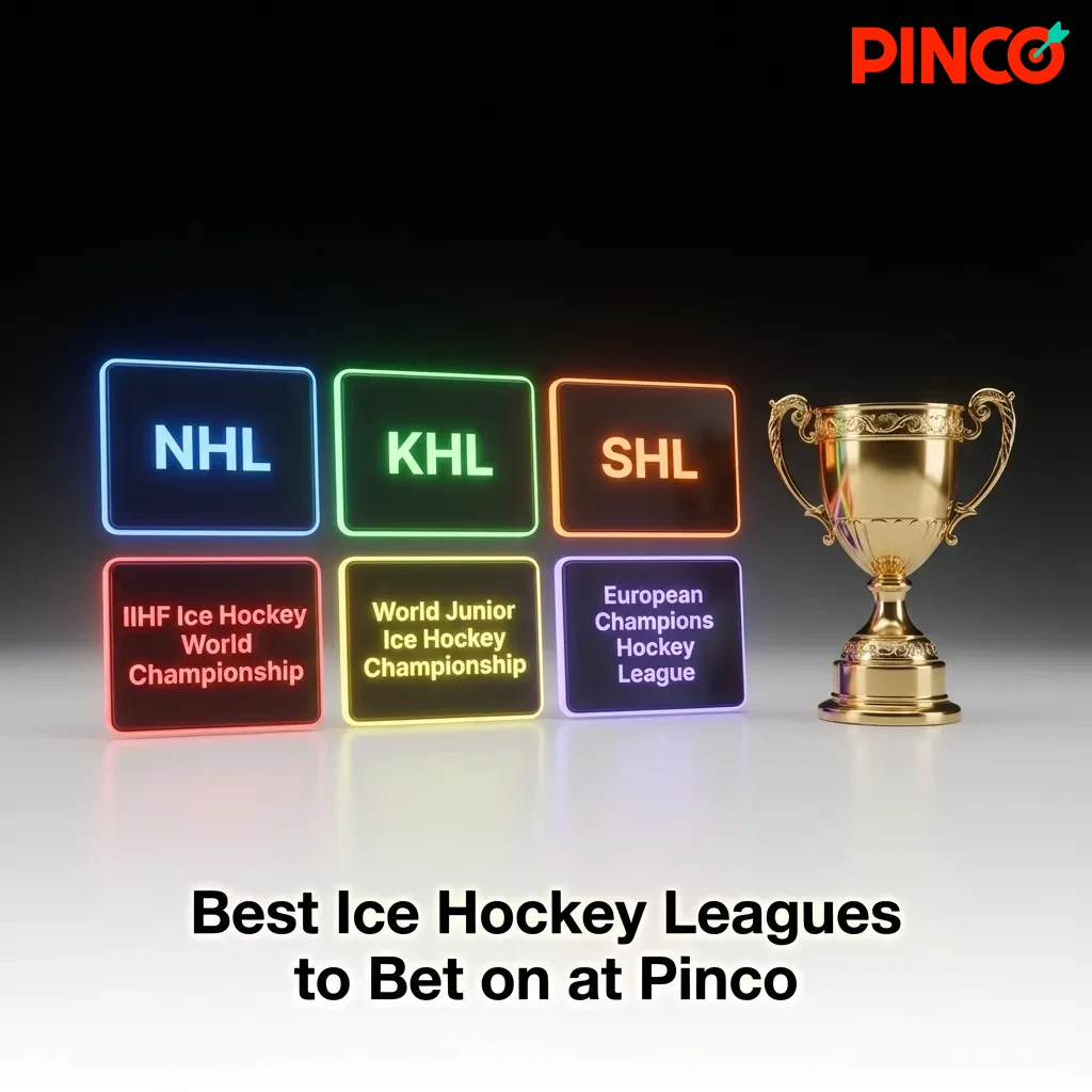 Hockey leagues including NHL, KHL, and international tournaments available for betting at Pinco sportsbook