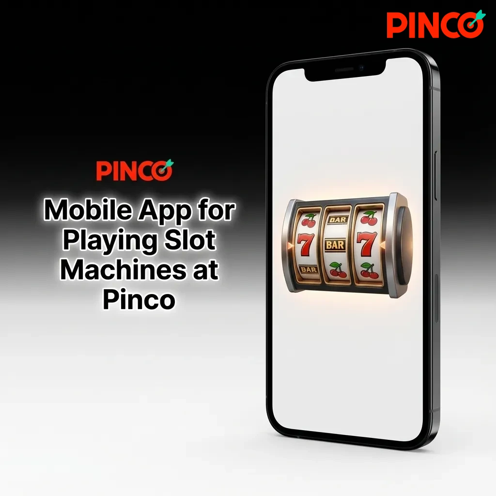 Pinco mobile app interface showing slot machine games on smartphone with menu and gameplay options