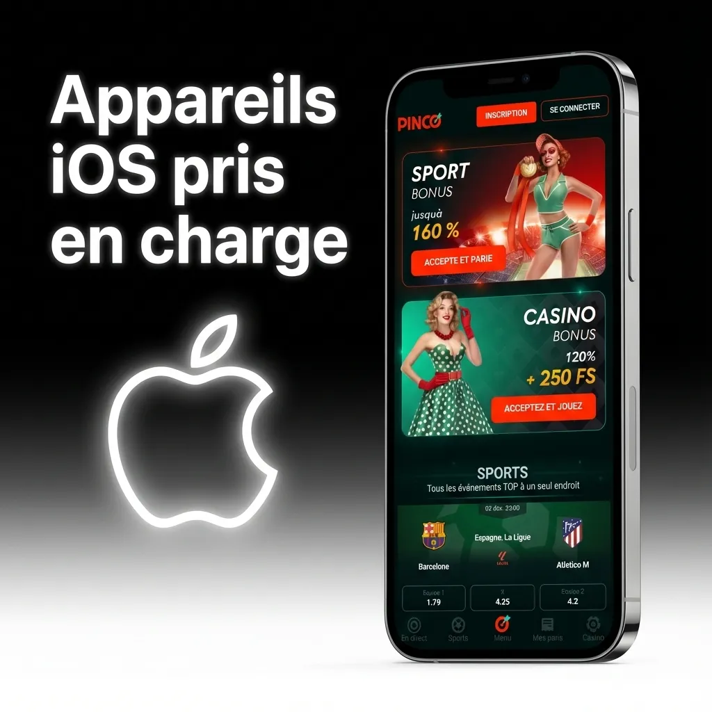 Liste des appareils Apple iOS compatibles avec l'application Pinco, incluant iPhone, iPad et iPod Touch