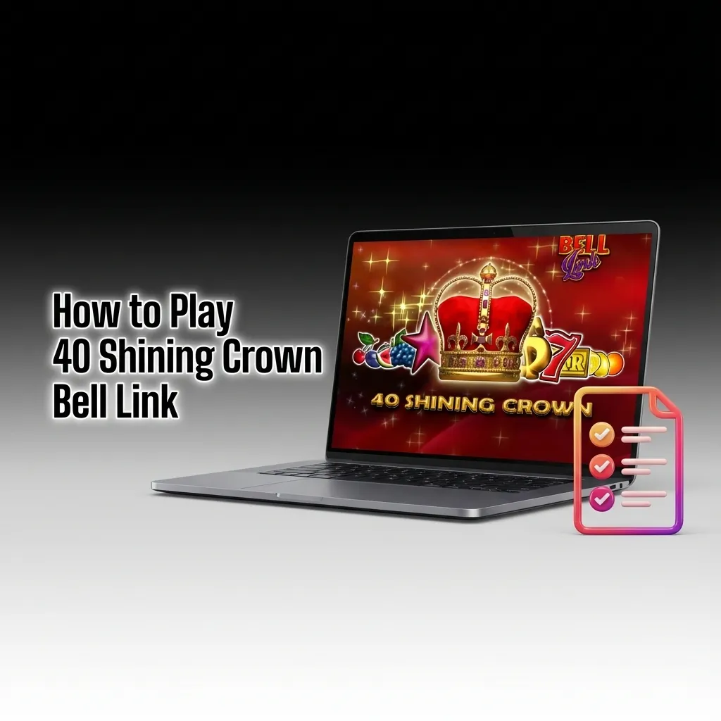 5-reel slot machine showing 40 Shining Crown Bell Link gameplay with crown symbols, bells, and payline indicators on display