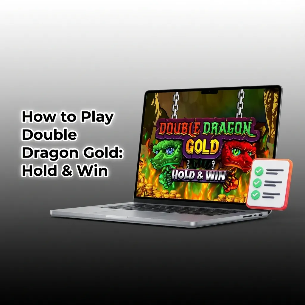 Five-reel slot machine grid showing Double Dragon Gold gameplay with Hold & Win feature and gold symbols