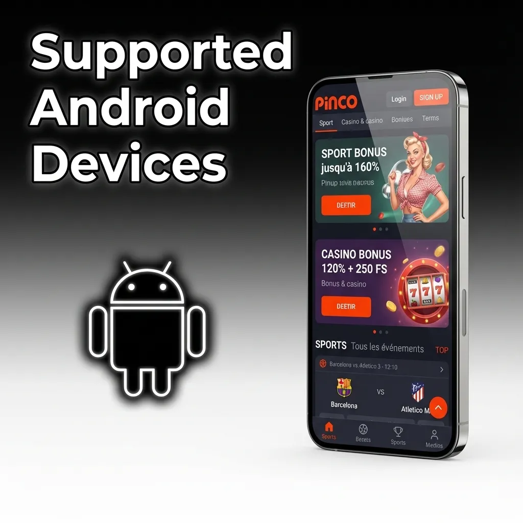 List of compatible Android devices including Samsung Galaxy, Google Pixel, OnePlus, and other brands for Pinco PWA