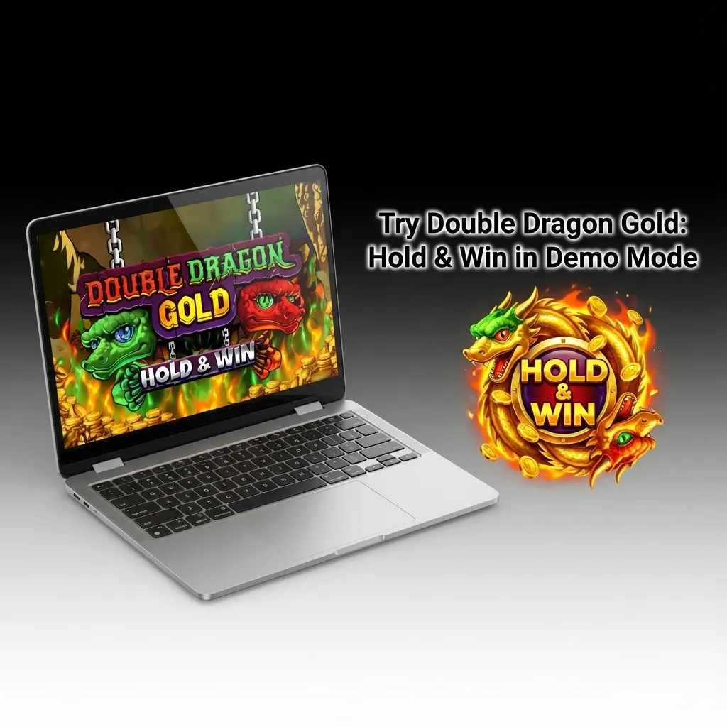 Double Dragon Gold slot game demo mode interface showing Hold & Win feature with virtual credits for risk-free play