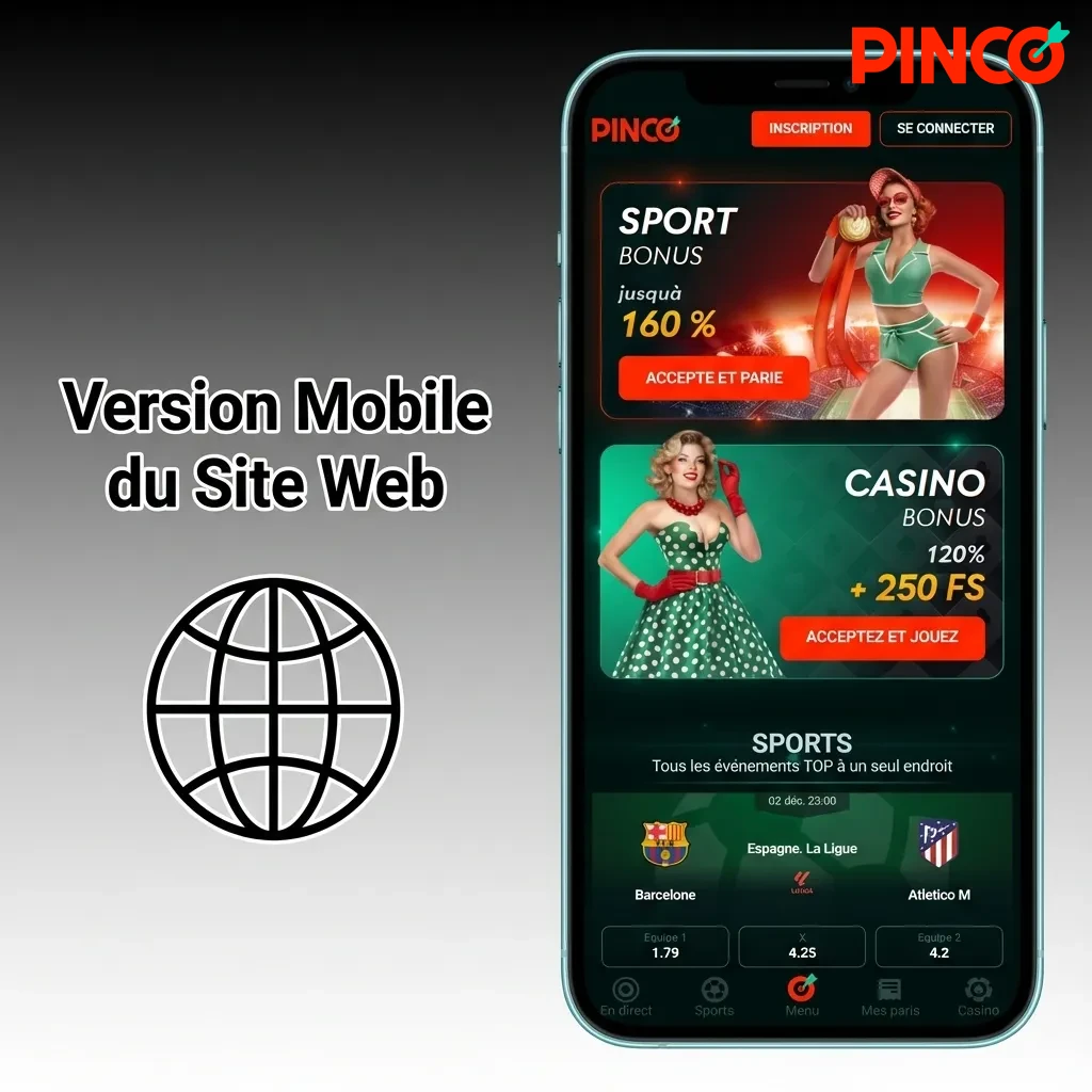 Site web mobile optimisé pour paris en direct et casino, accessible sans téléchargement sur tous appareils