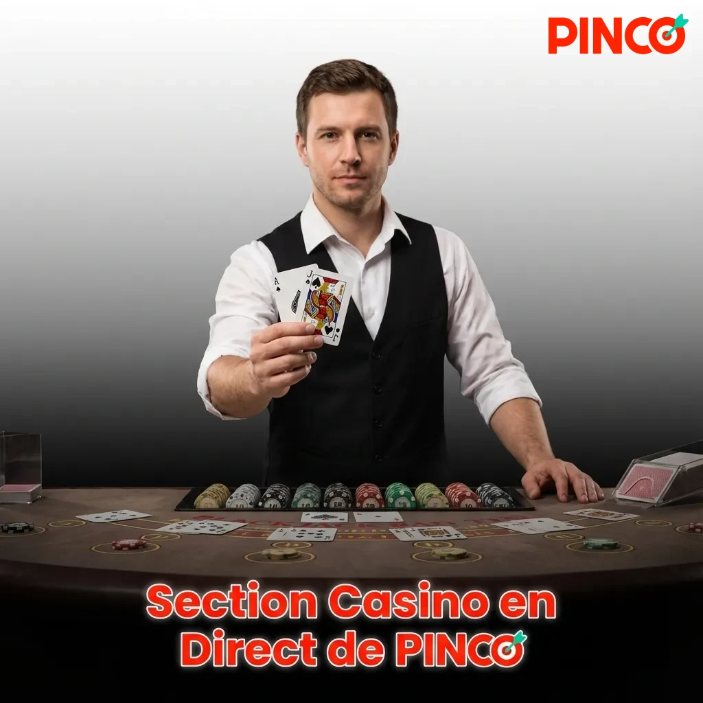 Live casino tables at Pinco featuring roulette, blackjack, baccarat, poker and game show variants with real dealers