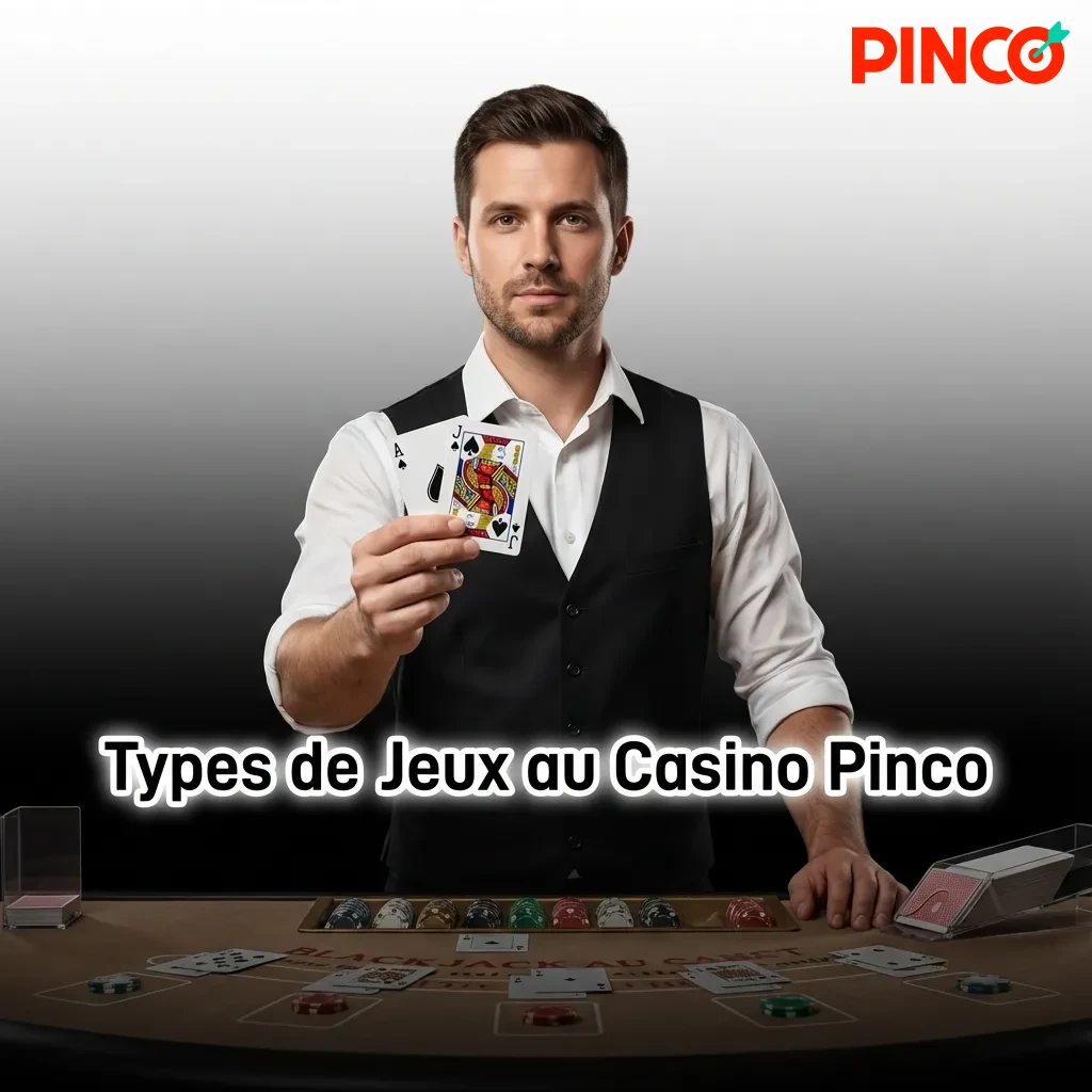 Casino Pinco game library featuring slots, crash games, table games, video poker, card games, and instant win options.